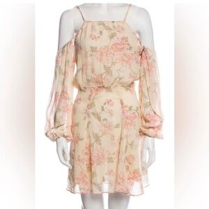 Reformation Nadia Fairy Sheer Cold Shoulder Long Sleeve Floral Mini Dress XS